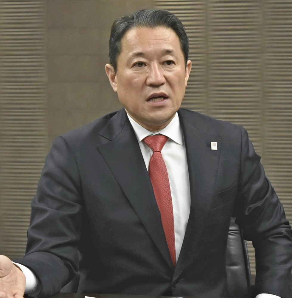 インタビューに応じる損害保険ジャパンの石川耕治社長