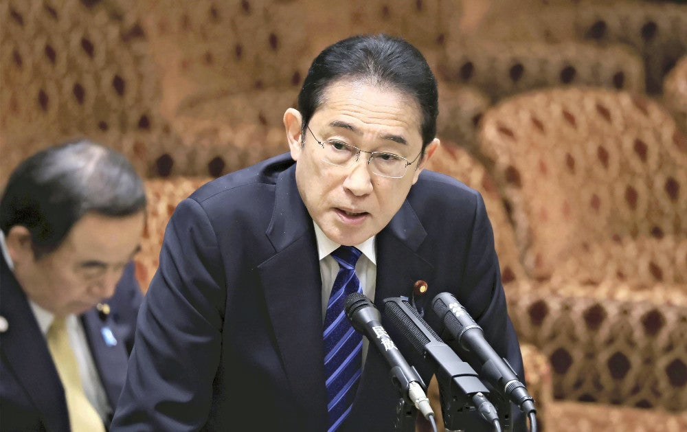 岸田首相（２２日午後、国会で）＝川口正峰撮影