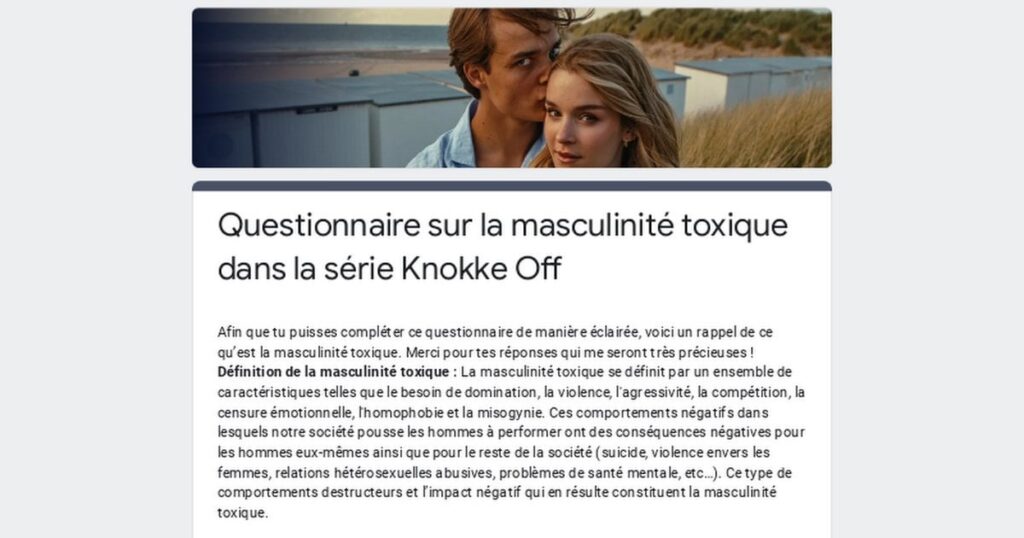 『Knokke Off』シリーズにおける有害な男らしさに関するアンケート 『Knokke Off』シリーズにおける有害な男らしさに関するアンケート