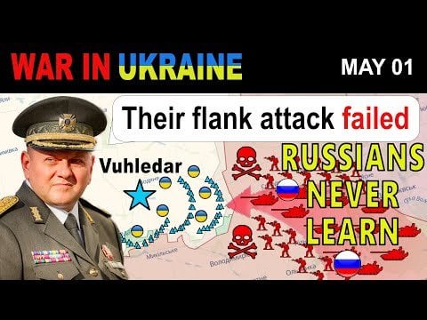 5 月 1 日: 壮大な失敗: ヴーレダルに対するロシアの側面攻撃は崩壊しました!  | ウクライナ戦争の説明
