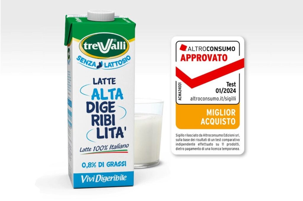 TreValli: 調査対象の会社の牛乳には Altroconsumo のシールが貼られていました