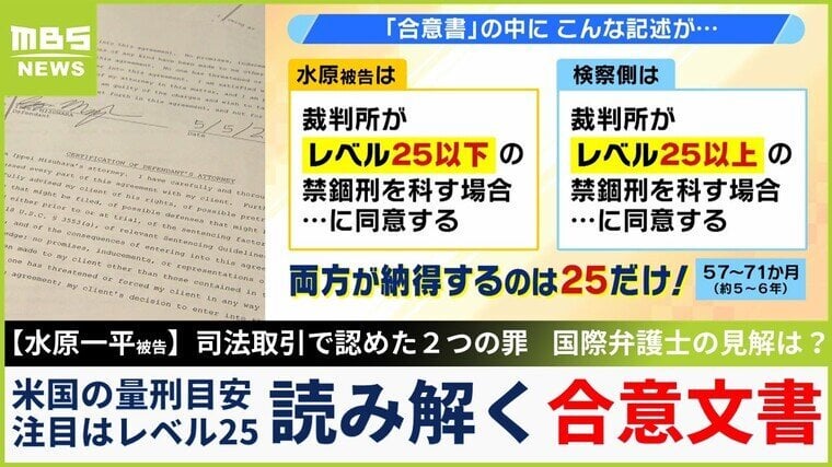 【水原一平被告】司法取引の『合意文書』読み解くと見える”量刑レベル２５”...国際弁護士に聞く「プリズンコンサルタント」とは？さらに早くもドラマ化の動きも？ | 特集 | MBSニュース - 毎日放送