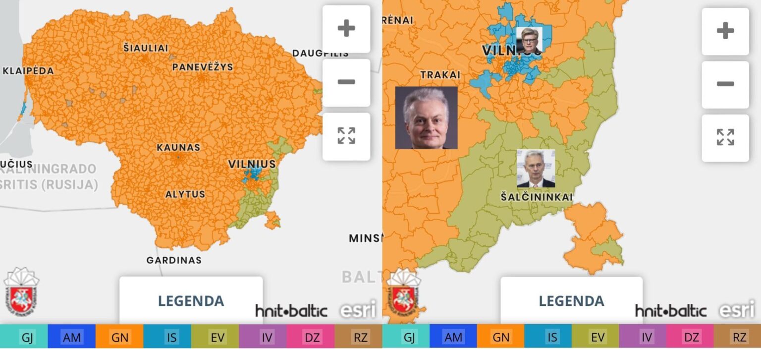 リトアニア大統領選挙の地図