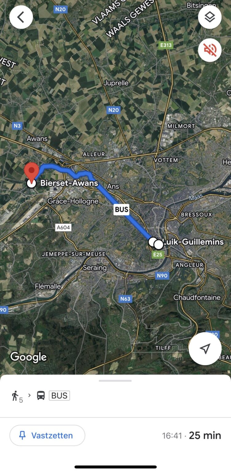 Luik-Guillemins から Bierset-Awans までトンネルはありますか、それとも Google マップがおかしいですか?