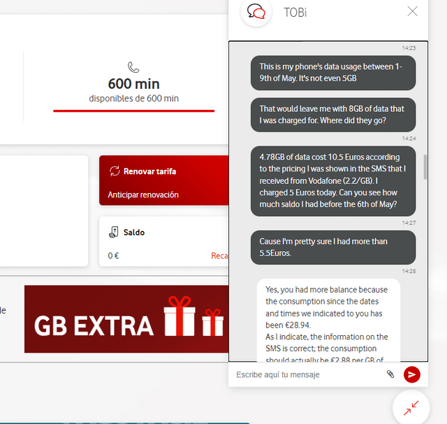 Vodafone Spain は、EU ローミング料金でユーザーを騙し、提供されている 2.18 ユーロ/GB ではなく 61 ユーロ/GB を請求しました。  15% (1.5 ユーロ) の補償を提供します。
