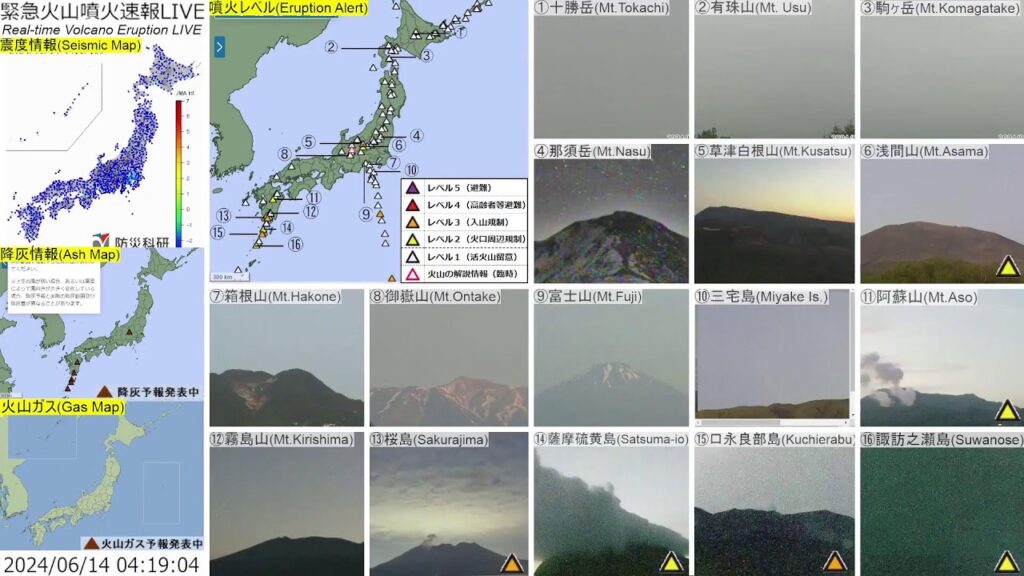 🔴緊急火山噴火速報ライブ The Real-time Volcano Eruption Alert in Japan
