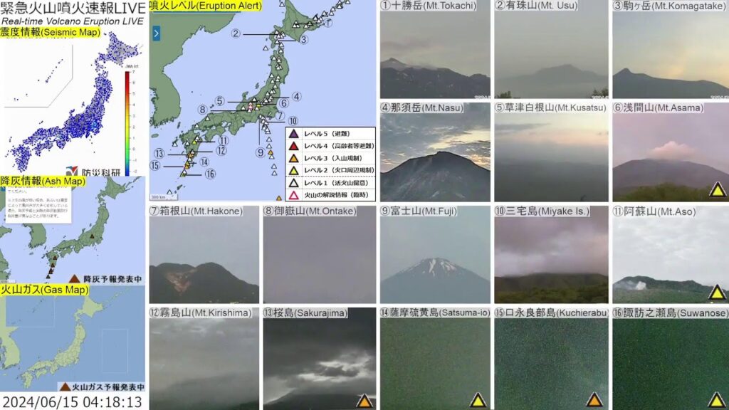 🔴緊急火山噴火速報ライブ The Real-time Volcano Eruption Alert in Japan