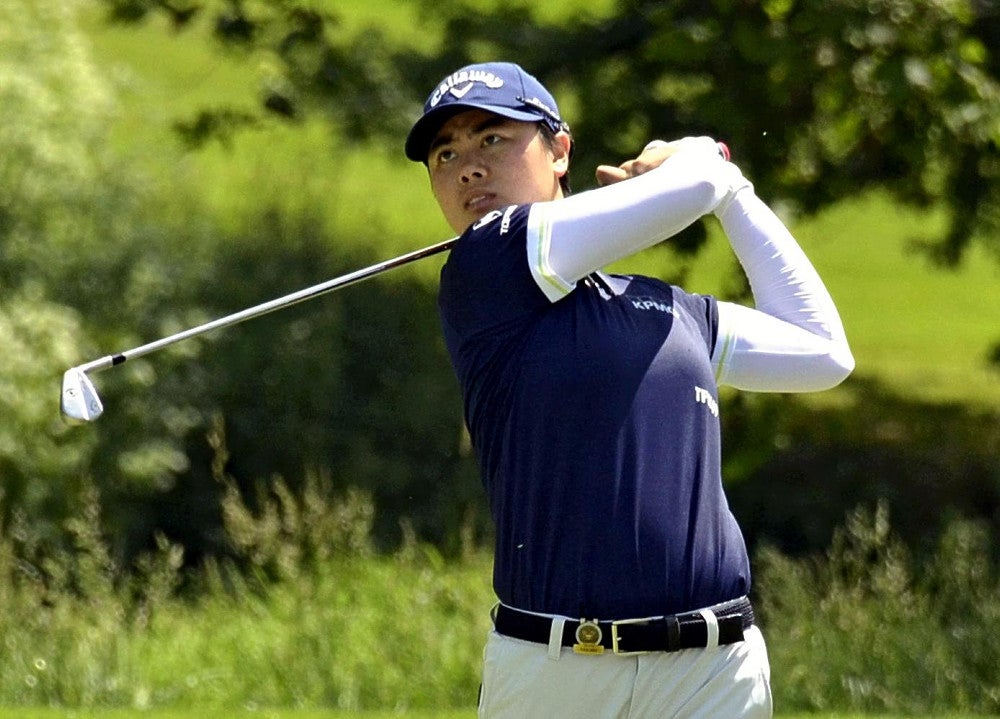 通算２アンダーで首位と３打差の５位につけた笹生優花（６月１日、米ペンシルベニア州のランカスターＣＣで）＝帯津智昭撮影