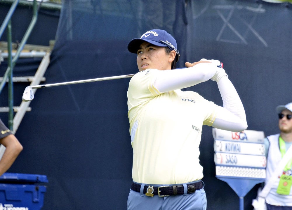 全米女子オープンの最終ラウンドに臨んだ笹生優花（６月２日、米ペンシルベニア州のランカスターＣＣで）＝帯津智昭撮影