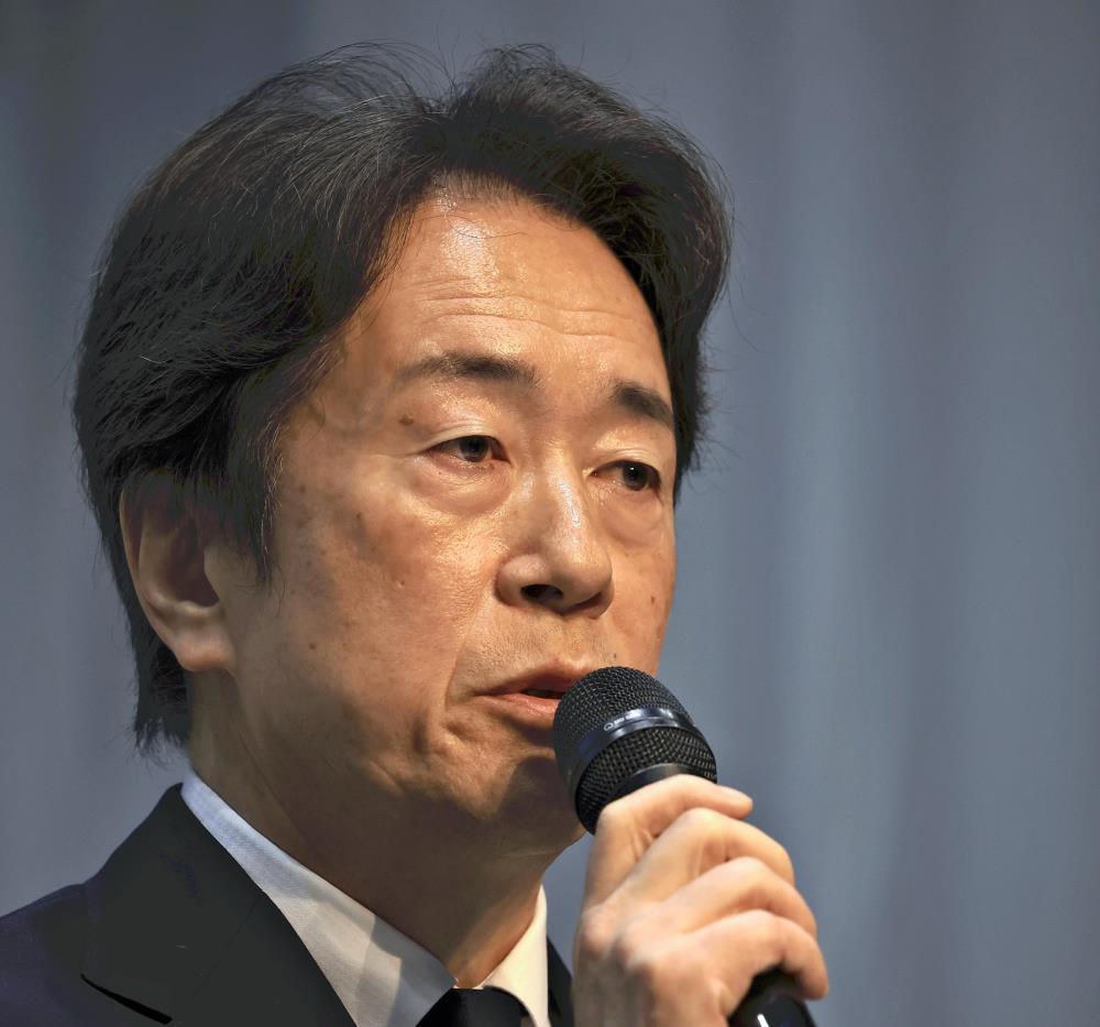 記者会見に臨むマツダの毛籠勝弘社長（３日午後４時３分、東京都港区で）＝野口哲司撮影