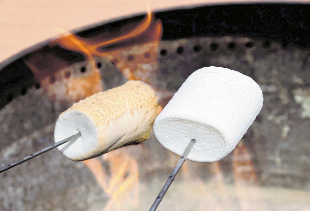 焚き火であぶるマシュマロ