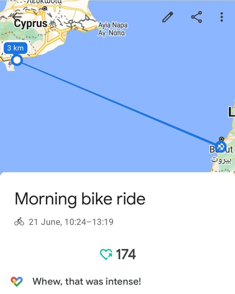 ベイルートへの熱烈なサイクリング