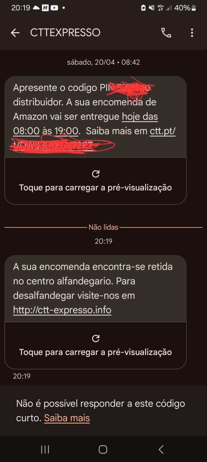 詐欺師はどのようにして CTT Expresso 番号を使用して詐欺メッセージを送信することができるのでしょうか?