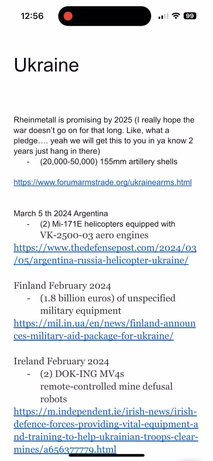 これらは、ウクライナに提供された武器とロシアが破壊した武器について私が記録した数字です。更新されていませんが、私が持っている数字はこれだけです。