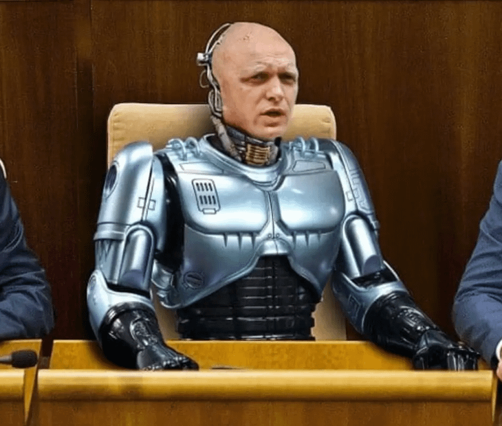 2050年の政府会議中のロボ