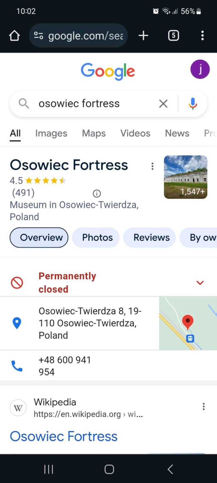 Google によると、オソヴィエツ要塞は永久に閉鎖されているとのことですが、これは本当ですか?