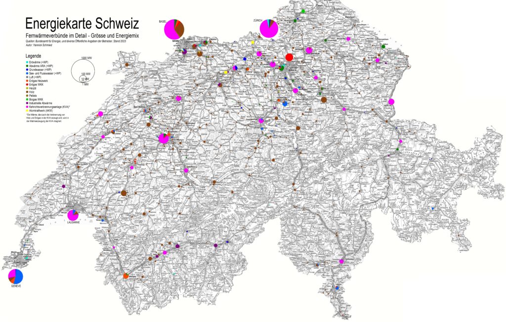 スイスのエネルギーマップ、地域暖房ネットワークの詳細
