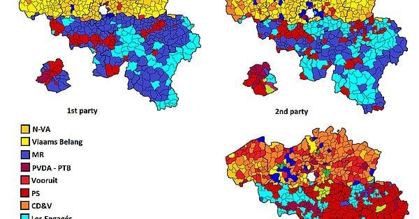 下院第1、第2、第3政党の選挙地図