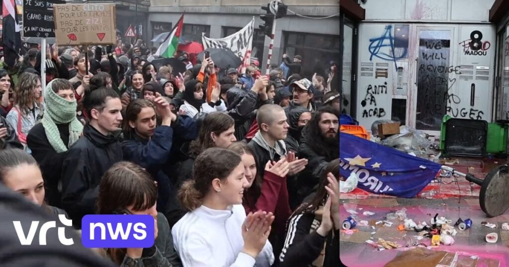 ブリュッセルで極右勢力の台頭に対して4,500人がデモ、ヴラームス・ベランの本社は落書きで汚される