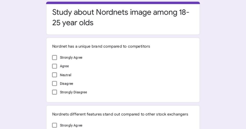 試験のためのNordnetに関するアンケート
