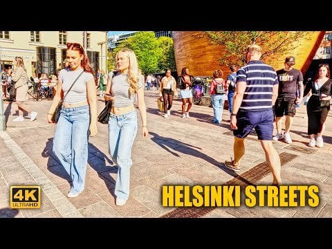ヘルシンキ市内中心部の夜の街路 2024 🇫🇮