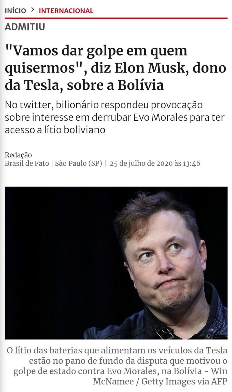 ボリビアでクーデター失敗。 イーロン・マスクが作者？