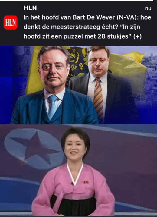 HLN は、私たちの永遠のリーダーである Bart De Wever がいかに素晴らしいかをお知らせするためにプッシュ通知を送信しています。