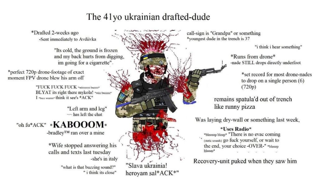 ロシア・ウクライナ戦争のミーム、意志に反して強制的に動員されたウクライナ兵士の大半の現状について
