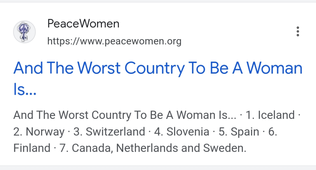 女性にとって最悪の国は…