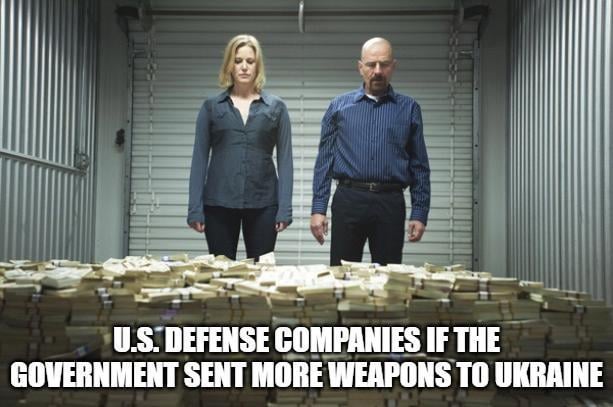 納税者のお金がウクライナの武器に使われていることに不満を言う人は、それらの武器のほとんどが、アメリカ企業が生産した武器や装備の支払いとしてアメリカ経済に返還されていることを心に留めておくべきだ。