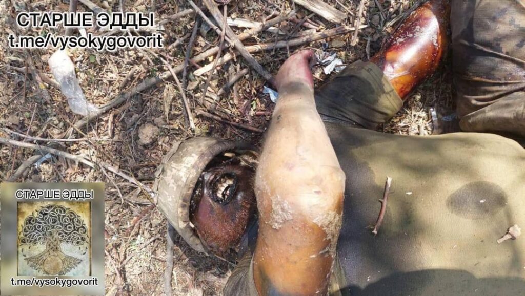 ロシア軍第144親衛自動車化狙撃師団の管轄区域で死亡したウクライナ兵。場所不明。2024年7月