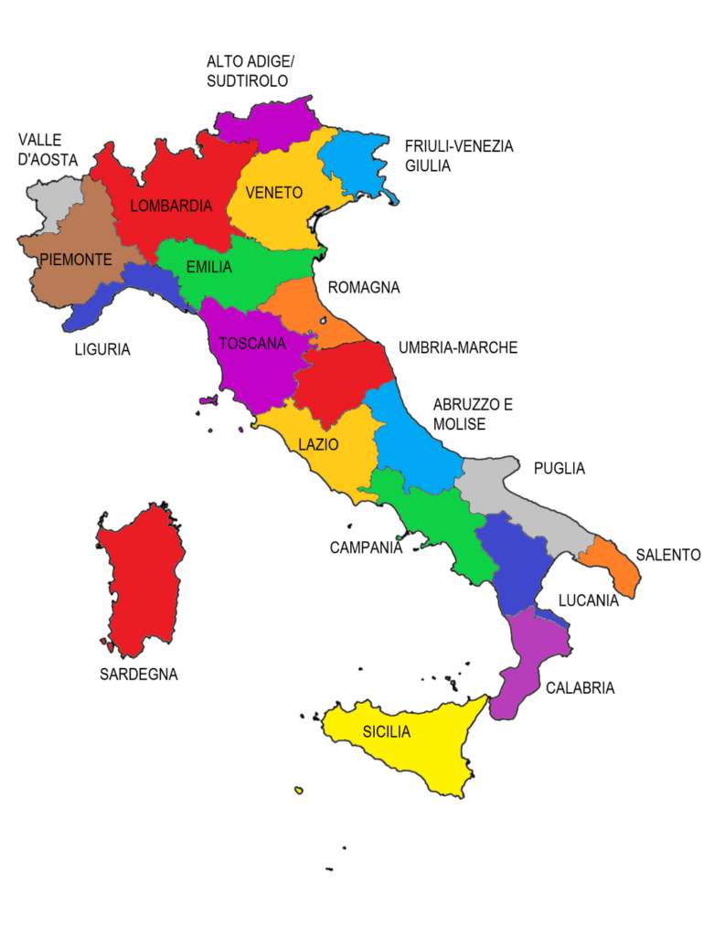 何もすることがないので、純粋に言語ベースでイタリアの地域を再描画しました。 私も侮辱してください