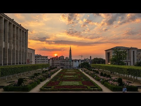モン・デ・ザールの日没タイムラプス（ブリュッセル、ベルギー）