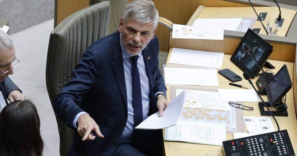 フランドル議会での宣誓開始時のフィリップ・デヴィンター議員（ヴラームス・ベラン）：「非常線の衛生施設は民主主義に属さない」