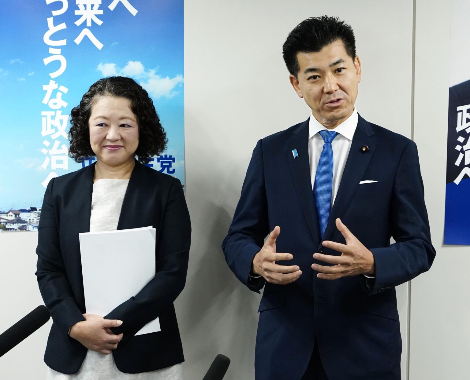 立民・泉代表「政権奪取に全力」 連合・芳野会長に伝達
