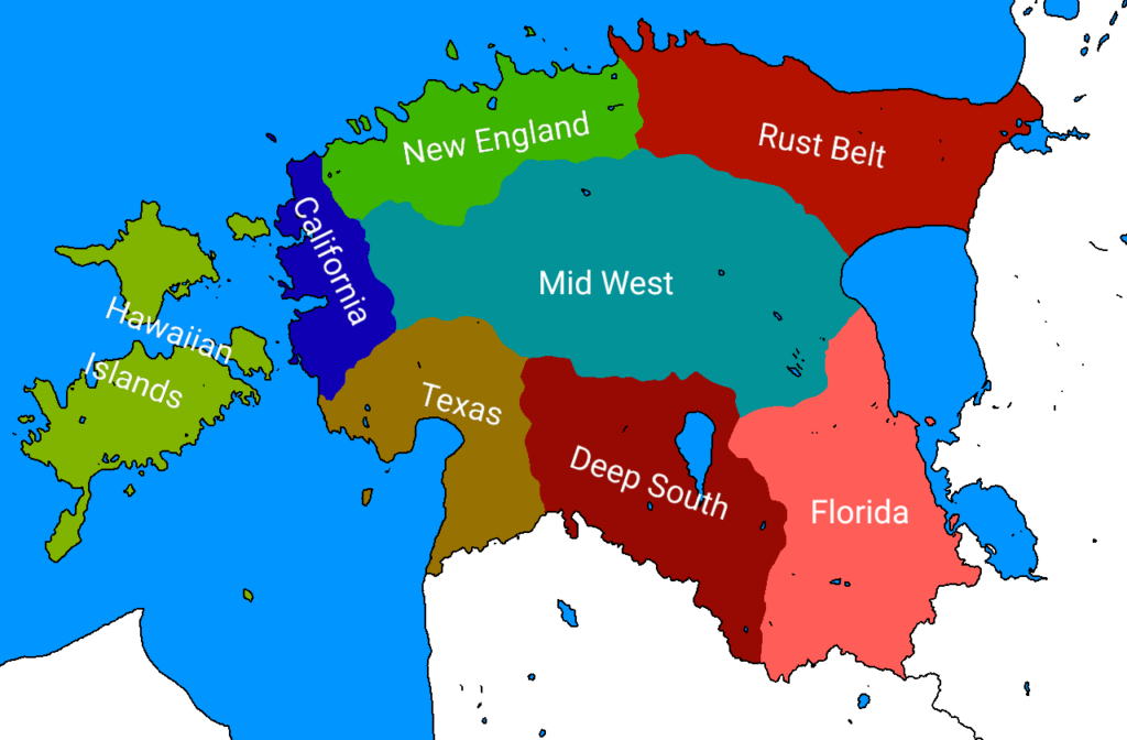 エストニアにあるアメリカの地域を示す地図