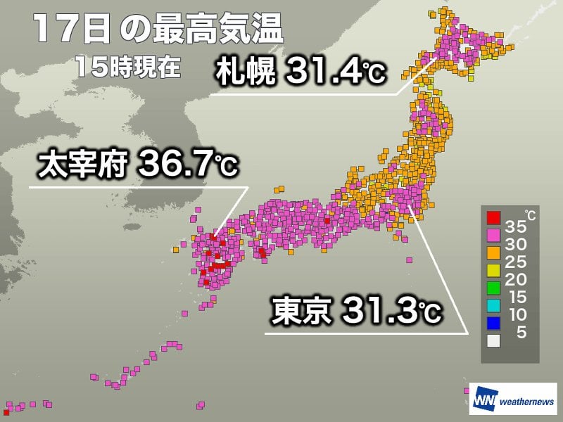 西日本や北海道を中心に夏の暑さに 明日は東日本も暑さ増す