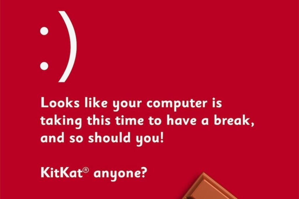キットカット、ブルースクリーン障害に「have a break」とSNS投稿