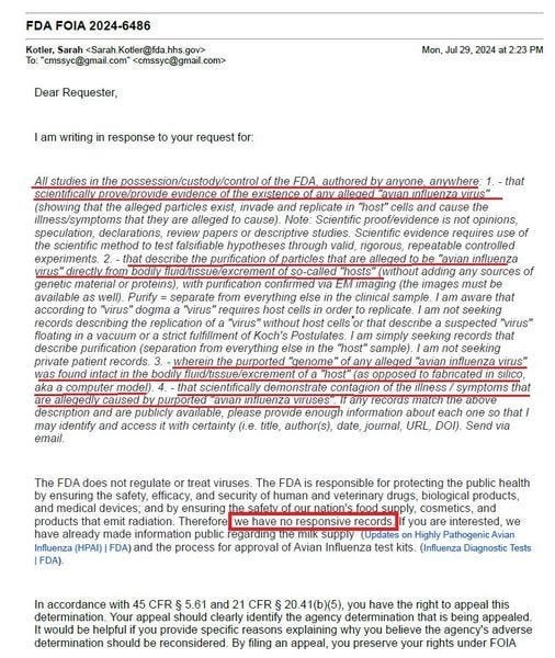 FDA が告白: 「鳥インフルエンザウイルス」やその伝染の科学的証拠はゼロ... 誰も「ゲノム」さえ発見していない... どこにも