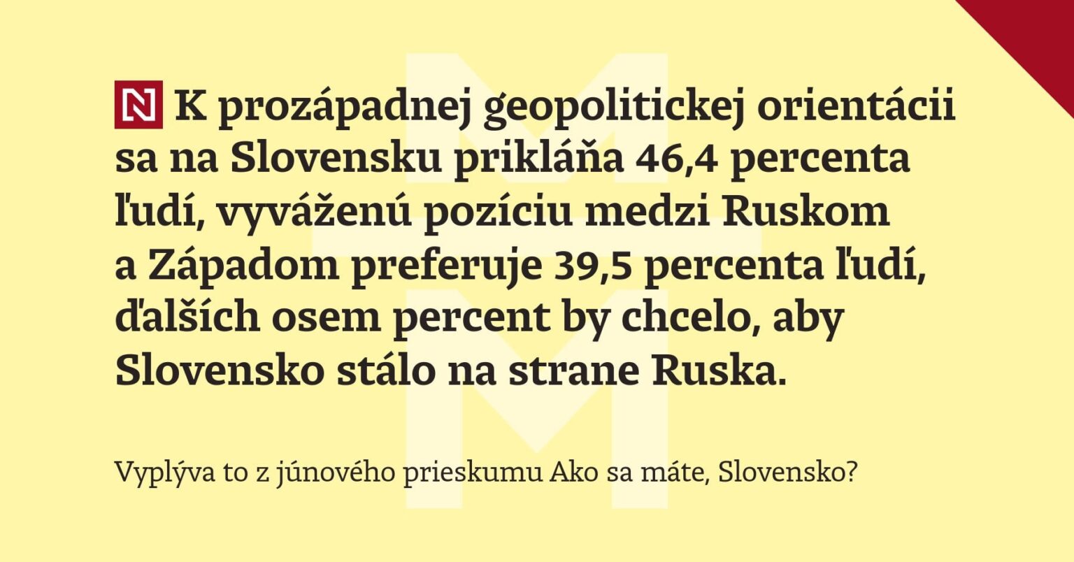 スロバキア人の親西側志向は高まっている：スロバキア人の46％が親西側、40％が西側とロシアの間でバランスのとれた立場を持ち、8％が親ロシア（調査）