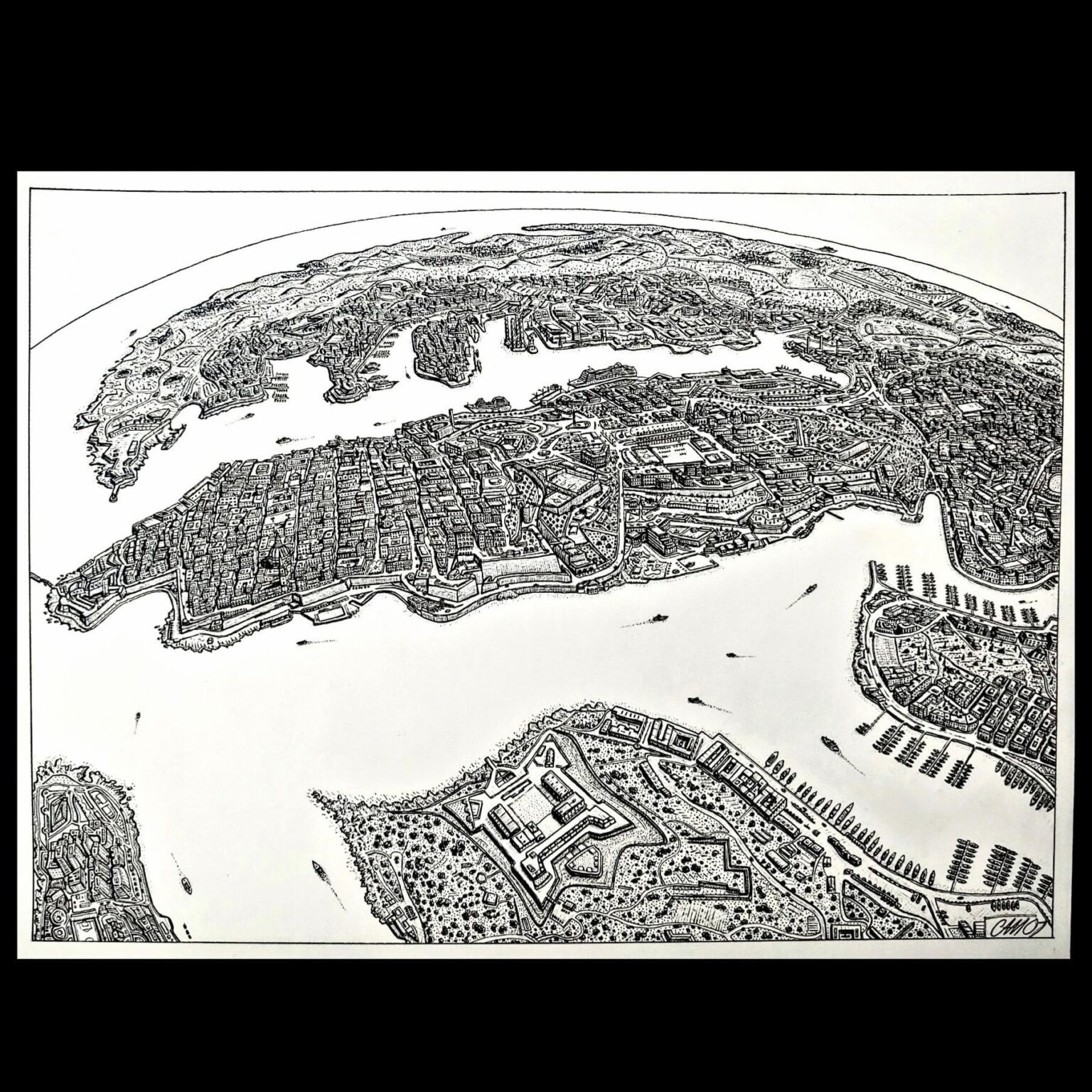 こんにちは、私はカナダのアーティストです。主に地図や都市を描いています。これは少し前に描いた港とバレッタの絵です。ここの人たちが興味を持つかもしれないと思いました。ありがとうございます!
