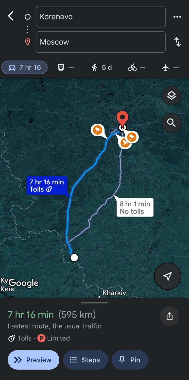 モスクワまであと7時間。実現させましょう。スラヴァ・ウクライナ🇺🇦