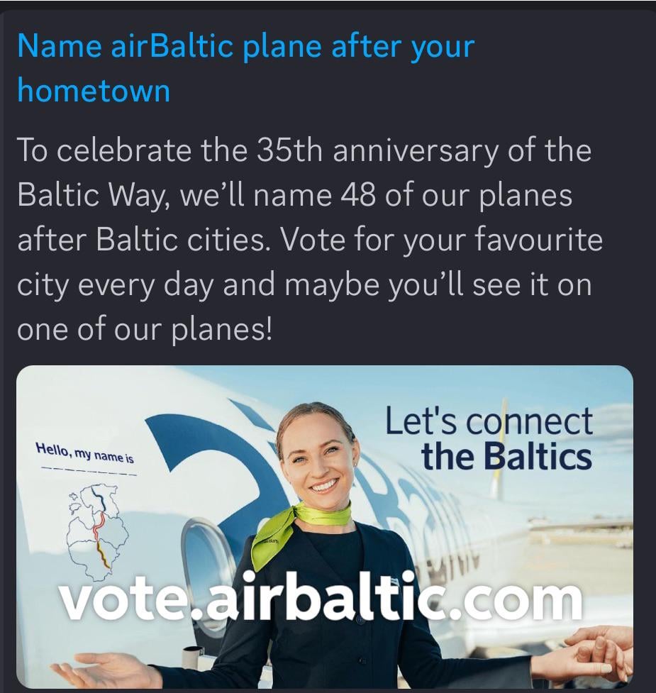同胞ダウガフピルスが1位、アピ🦧かオグリ🧌に投票したほうがいいです vote.airbaltic.com