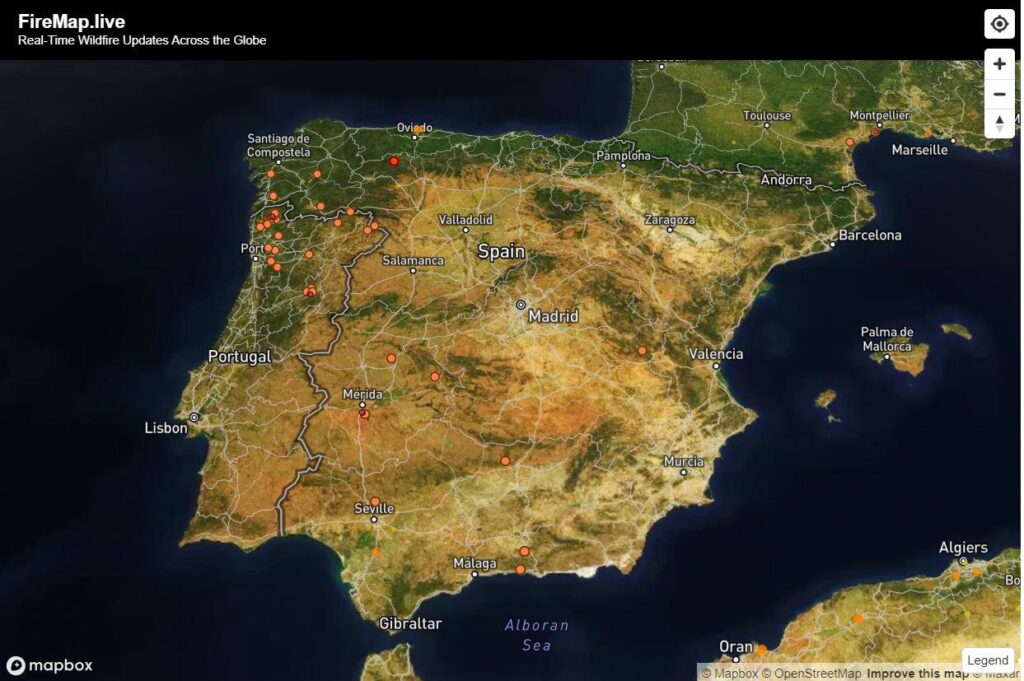 リアルタイムの世界火災マップ: 最近の更新とスペインの火災監視