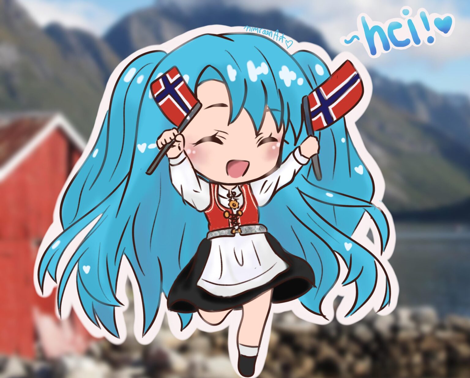 カントリートレンドのためにノルウェーの初音ミクを描きました :)