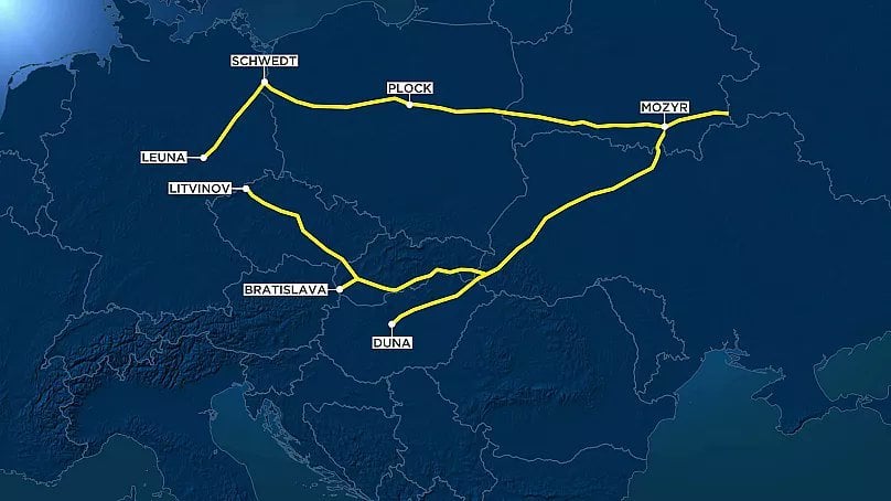 2025年1月1日より、ロシアの石油をハンガリー、チェコ共和国、スロバキアに輸送していたドルジバ石油パイプラインの運行が停止される。
