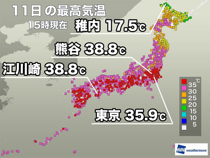 猛暑日100地点以上は24日連続 振替休日の明日も暑さは休みなし