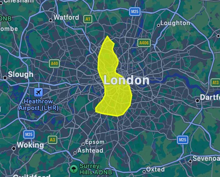リヒテンシュタインの面積とイギリスのロンドンの面積の比較
