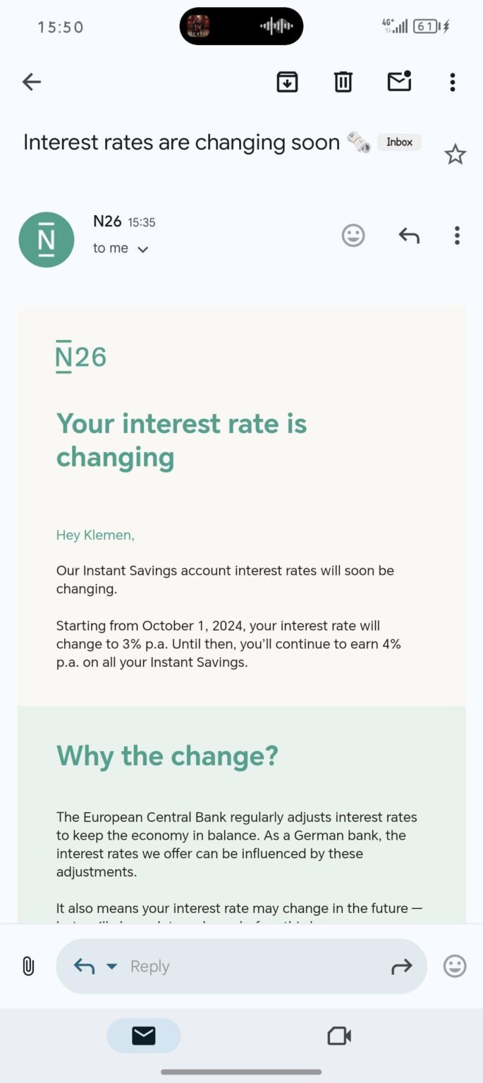 N26 金利変更