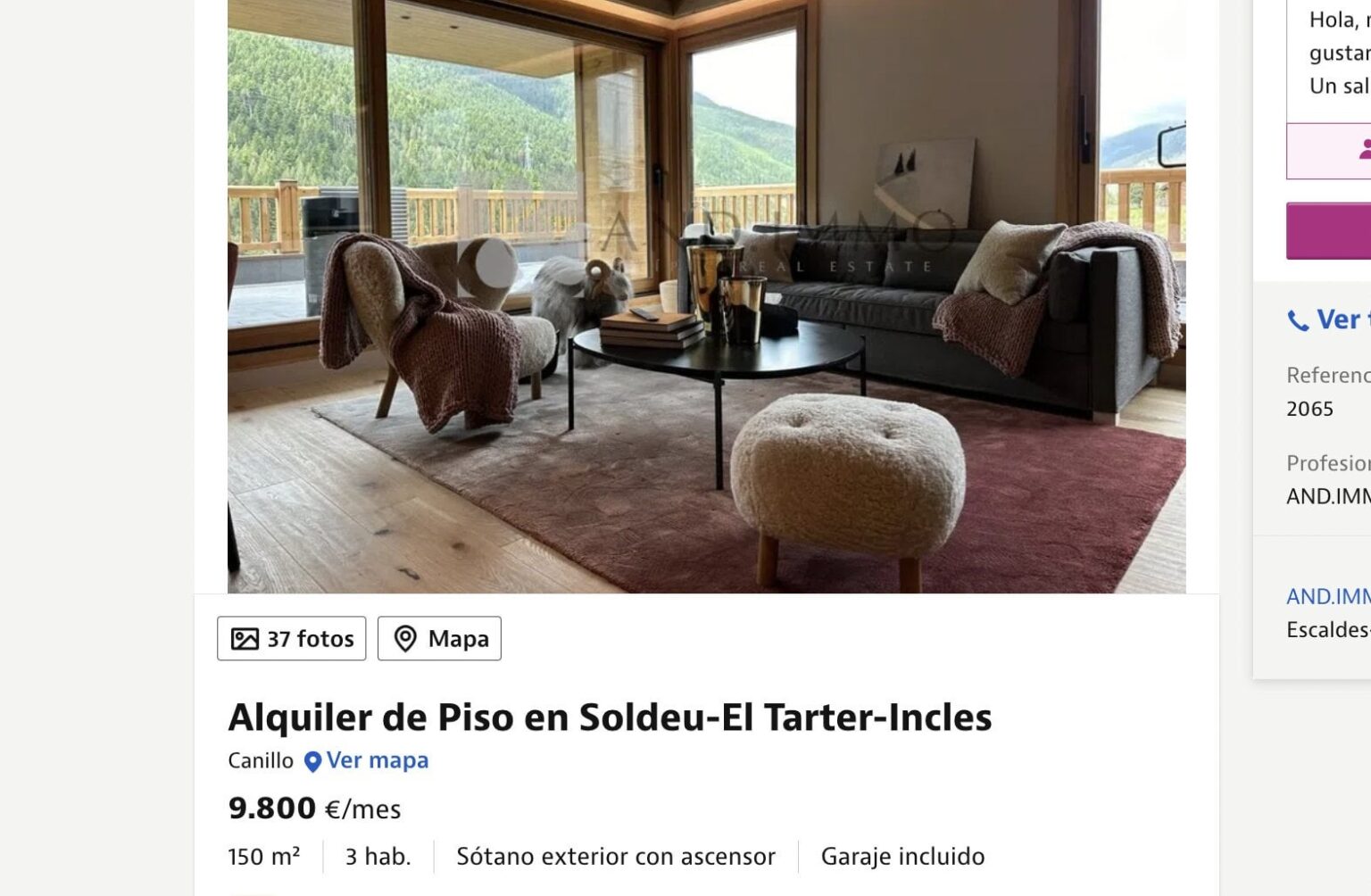 彼らはエル・タルテルにある150メートルのペントハウスの家賃として月額9,800ユーロを要求している